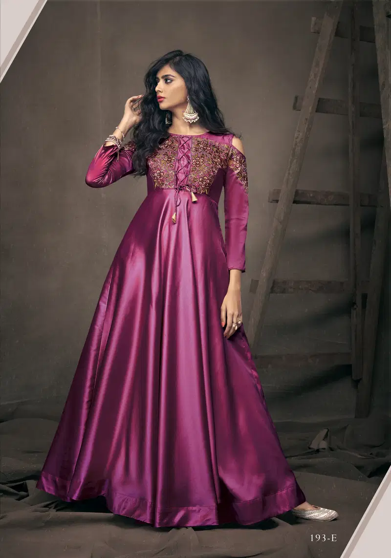 Navya Vol 10 Gold By Vardan Triva Silk Embroidery Gown Suppliers In India